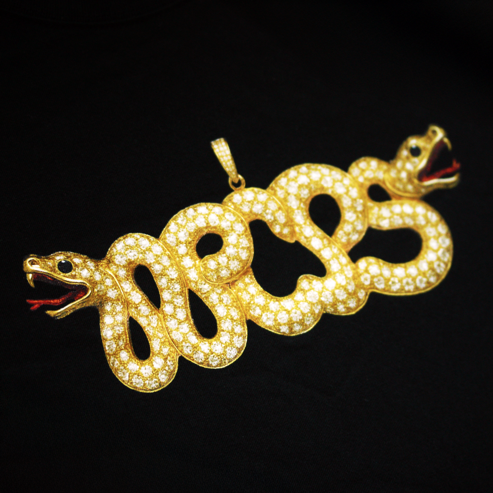 Golden Serpent Bling Tee (Black)
